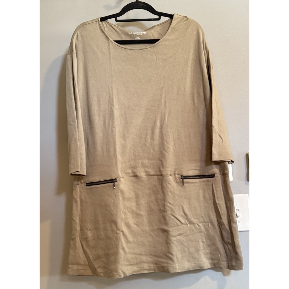 Soft Surroundings Top Moda Tunic Zipper Pockets Cotton Women's Large